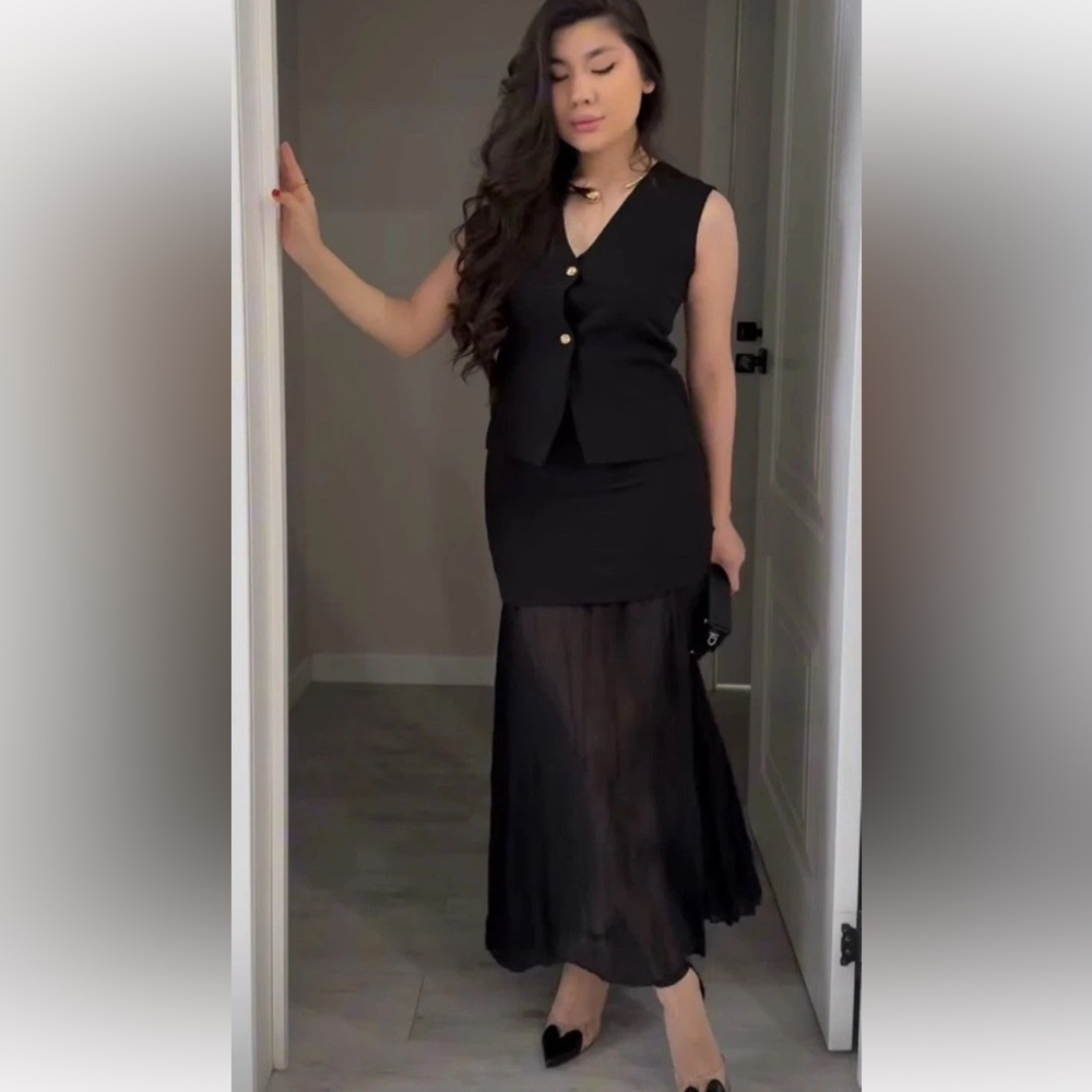 ZARA MIXED PLEATED KNIT SKIRT